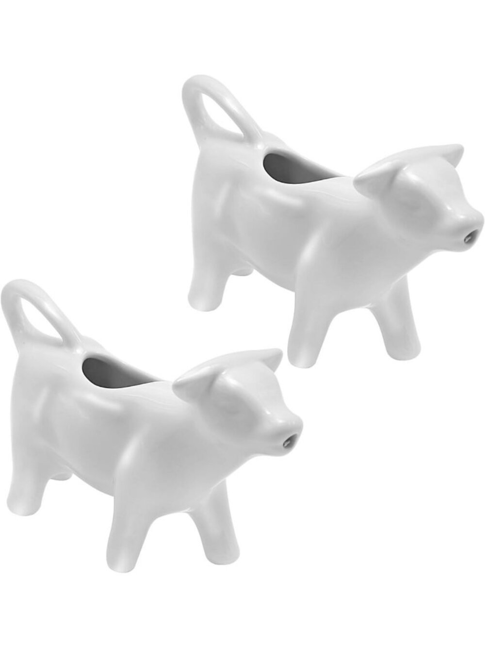 Set of 2 Cow-Shaped Ceramic Creamers & Mini Milk Pitcher for Coffee & Tea